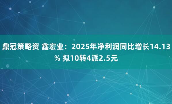 鼎冠策略资 鑫宏业：2025年净利润同比增长14.13% 拟10转4派2.5元