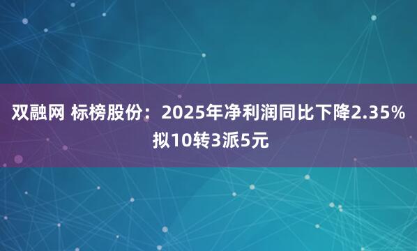双融网 标榜股份：2025年净利润同比下降2.35% 拟10转3派5元